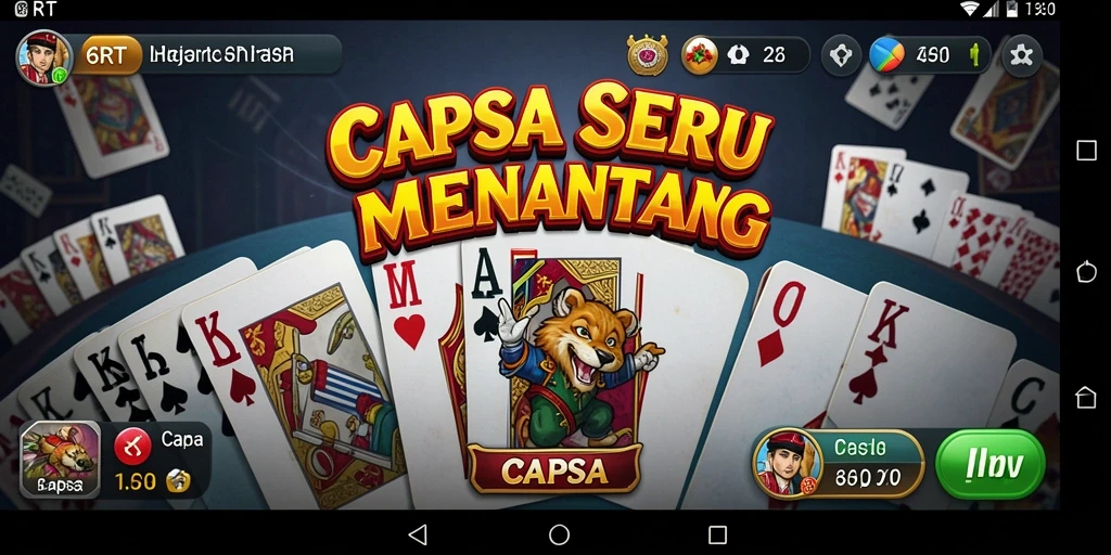 Tampilan antarmuka permainan Capsa yang menarik dan interaktif