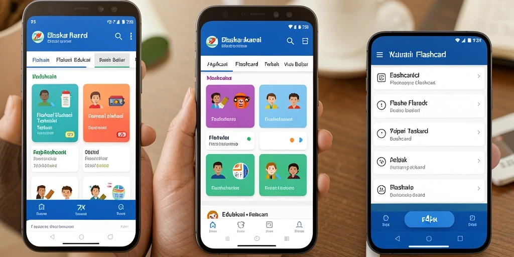 Antarmuka sederhana aplikasi Flashcard 73K yang memudahkan pengguna.