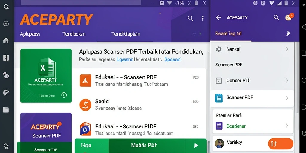 Tampilan antarmuka utama ACEPARTY dengan fungsi pemindaian PDF yang intuitif.