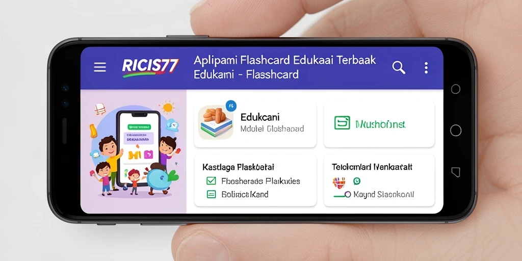 Tampilan antarmuka aplikasi Flashcard RICIS77 yang menarik dan interaktif.