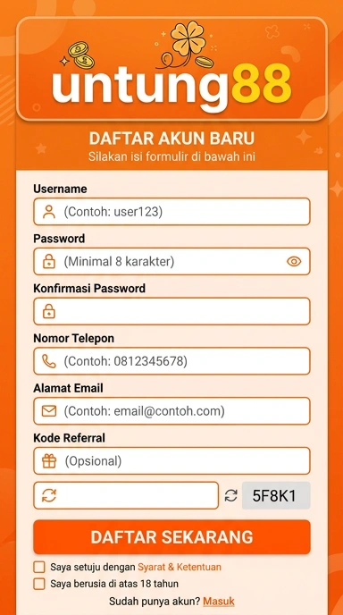 Registrasi Akun Baru untung88 untuk Pengguna Android